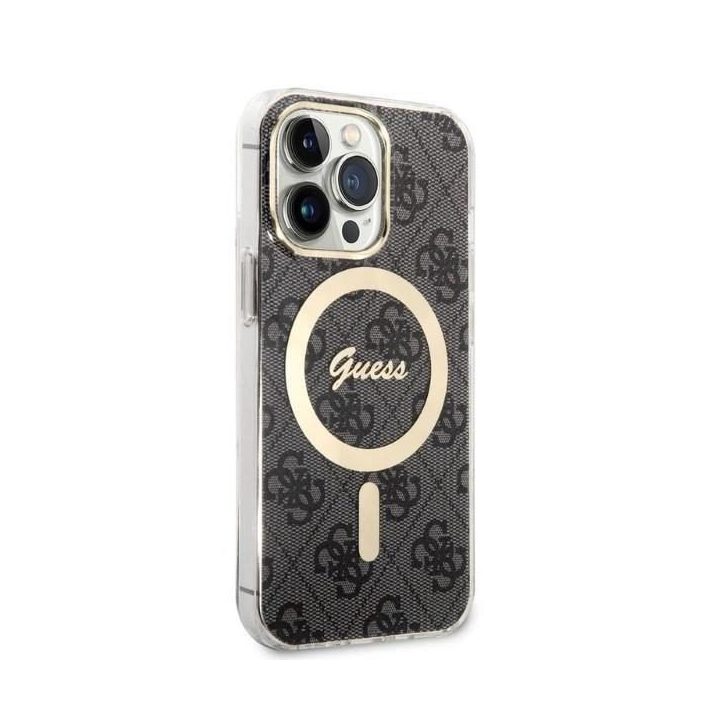 Komplektas Guess GUBPP13LH4EACSK Dėklas + įkroviklis iPhone 13 Pro juodas/juodas deklas 4G Spausdinti MagSafe