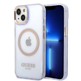Guess GUHMP14SHTCMU iPhone 14 6,1 violetinės/violetinės spalvos deklas Gold Outline Translucent MagSafe