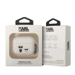Karl Lagerfeld KLACAPSILKCW AirPods Pro dangtelis baltas/baltas Silikonas Karl & Choupette