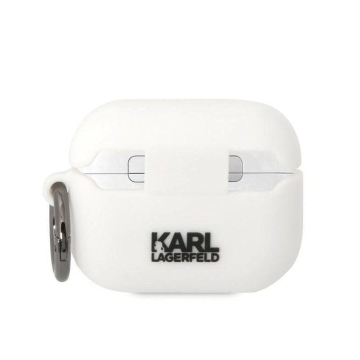 Karl Lagerfeld KLACAPSILKCW AirPods Pro dangtelis baltas/baltas Silikonas Karl & Choupette