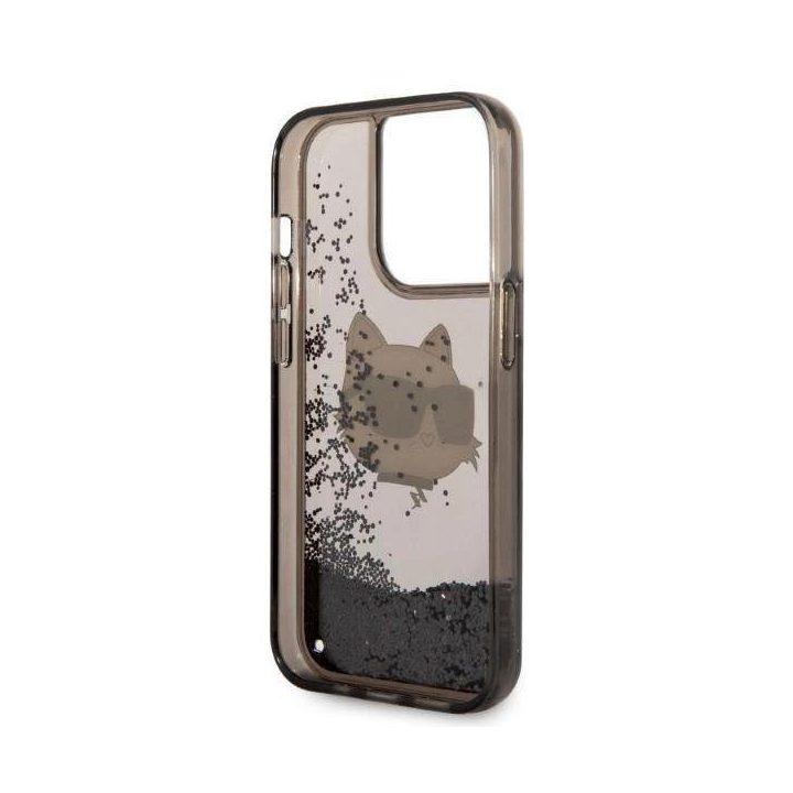 Karl Lagerfeld KLHCP14LLNCHCK iPhone 14 Pro 6,1 juodos/juodos spalvos deklas Glitter Choupette Head