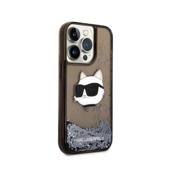 Karl Lagerfeld KLHCP14LLNCHCK iPhone 14 Pro 6,1 juodos/juodos spalvos deklas Glitter Choupette Head