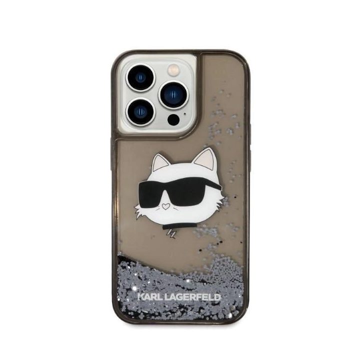 Karl Lagerfeld KLHCP14LLNCHCK iPhone 14 Pro 6,1 juodos/juodos spalvos deklas Glitter Choupette Head