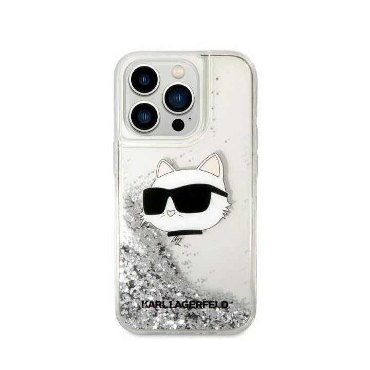 Karl Lagerfeld KLHCP14LLNHCCS iPhone 14 Pro 6,1 sidabrinis/sidabrinis deklas Glitter Choupette Head