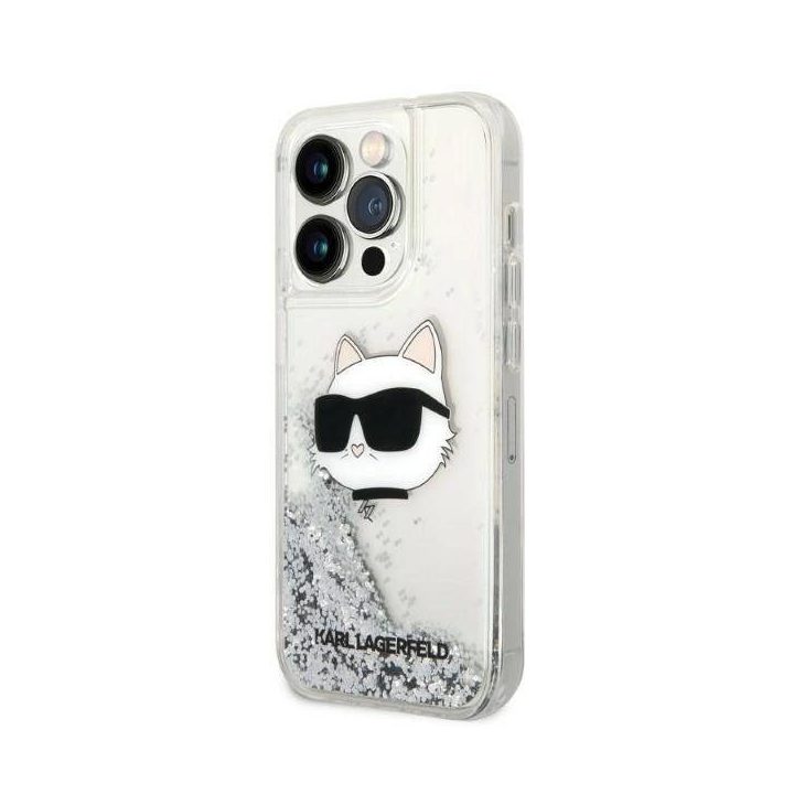 Karl Lagerfeld KLHCP14LLNHCCS iPhone 14 Pro 6,1 sidabrinis/sidabrinis deklas Glitter Choupette Head