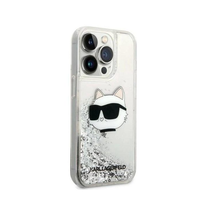 Karl Lagerfeld KLHCP14LLNHCCS iPhone 14 Pro 6,1 sidabrinis/sidabrinis deklas Glitter Choupette Head