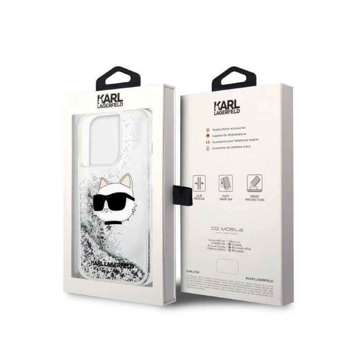 Karl Lagerfeld KLHCP14LLNHCCS iPhone 14 Pro 6,1 sidabrinis/sidabrinis deklas Glitter Choupette Head