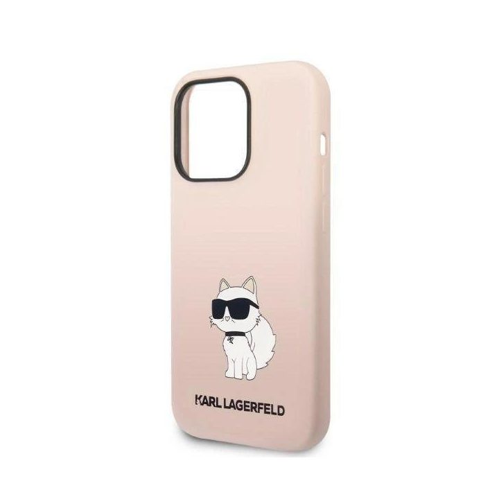 Karl Lagerfeld KLHCP14LSNCHBCP iPhone 14 Pro 6,1 deklas rožinės/rožinės spalvos silikoninis dėklas Choupette