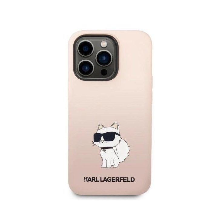 Karl Lagerfeld KLHCP14LSNCHBCP iPhone 14 Pro 6,1 deklas rožinės/rožinės spalvos silikoninis dėklas Choupette