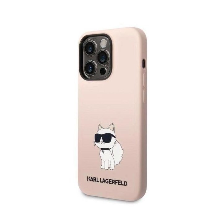 Karl Lagerfeld KLHCP14LSNCHBCP iPhone 14 Pro 6,1 deklas rožinės/rožinės spalvos silikoninis dėklas Choupette