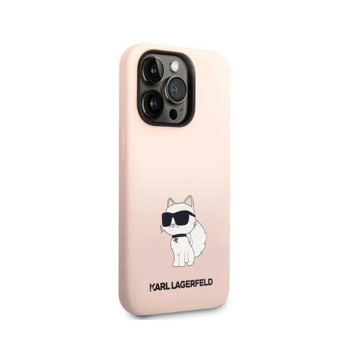 Karl Lagerfeld KLHCP14LSNCHBCP iPhone 14 Pro 6,1 deklas rožinės/rožinės spalvos silikoninis dėklas Choupette