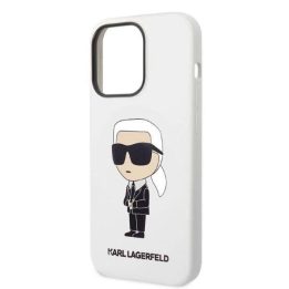 Karl Lagerfeld KLHCP14LSNIKBCH iPhone 14 Pro 6,1 deklas baltas/baltas silikoninis Ikonik