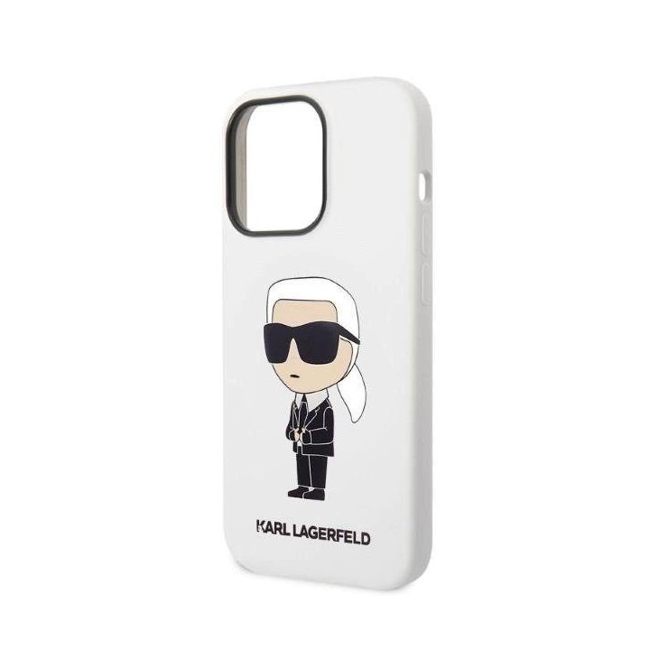 Karl Lagerfeld KLHCP14LSNIKBCH iPhone 14 Pro 6,1 deklas baltas/baltas silikoninis Ikonik