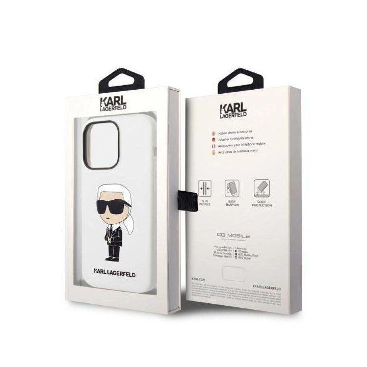 Karl Lagerfeld KLHCP14LSNIKBCH iPhone 14 Pro 6,1 deklas baltas/baltas silikoninis Ikonik