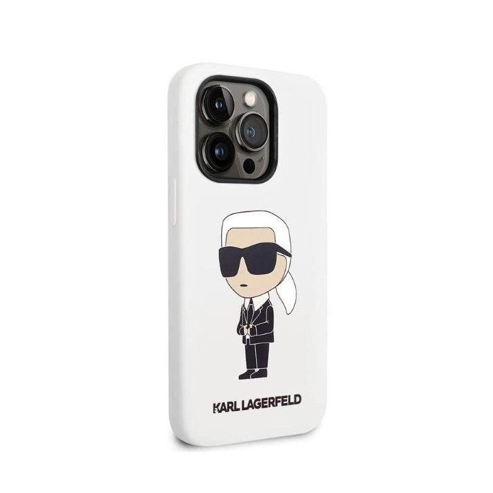 Karl Lagerfeld KLHCP14LSNIKBCH iPhone 14 Pro 6,1 deklas baltas/baltas silikoninis Ikonik
