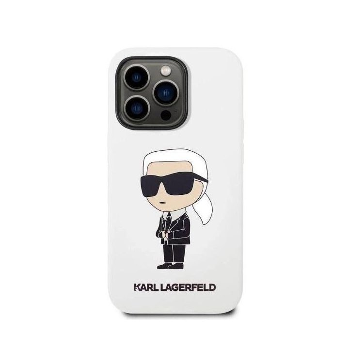 Karl Lagerfeld KLHCP14LSNIKBCH iPhone 14 Pro 6,1 deklas baltas/baltas silikoninis Ikonik