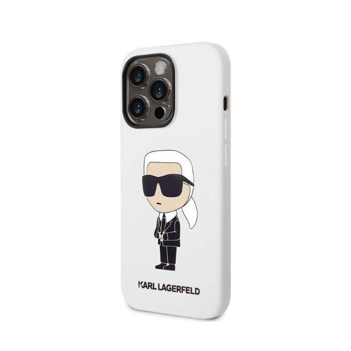 Karl Lagerfeld KLHCP14LSNIKBCH iPhone 14 Pro 6,1 deklas baltas/baltas silikoninis Ikonik