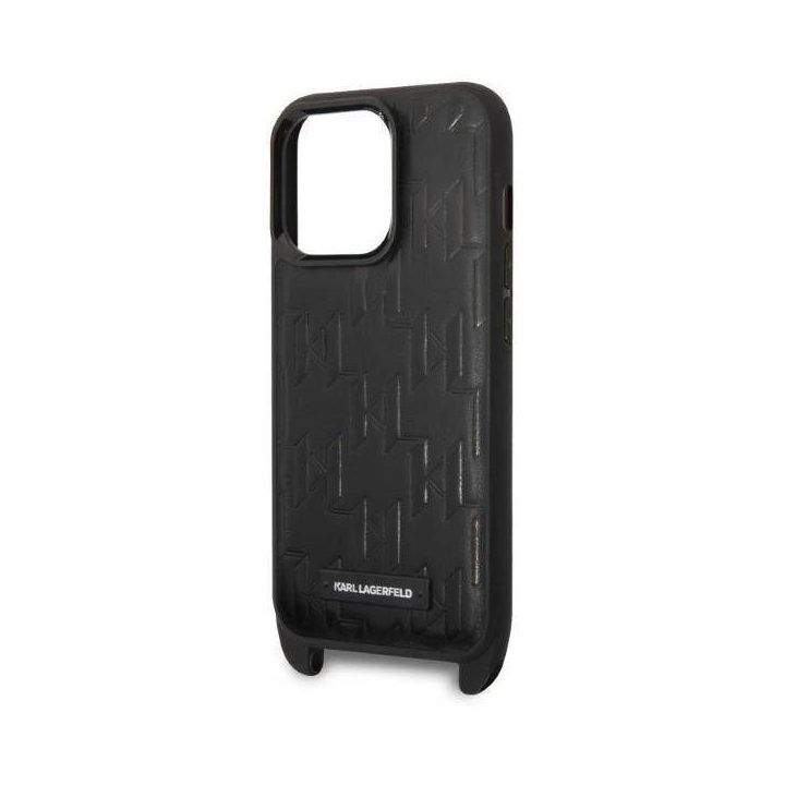 Karl Lagerfeld KLHCP14LSTMMK iPhone 14 Pro 6,1 deklas juoda/juoda Monogramos plokštelė Logotipas Dirželis