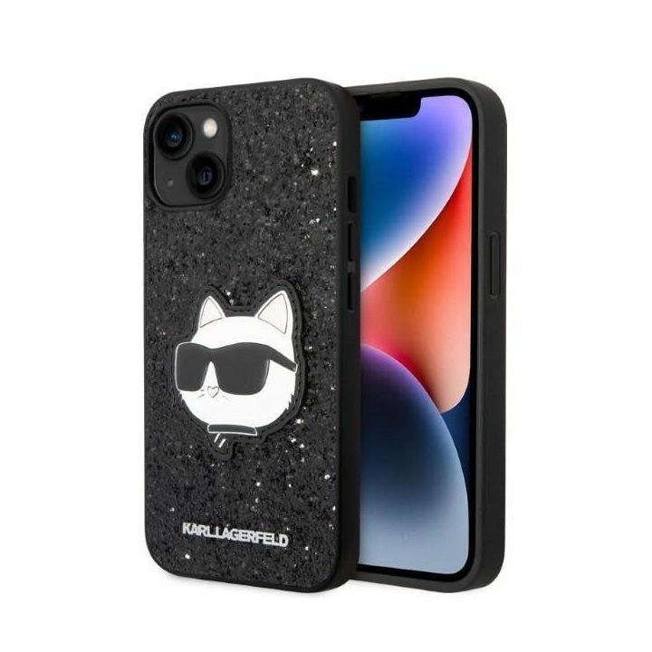 Karl Lagerfeld KLHCP14MG2CPK iPhone 14 Plus 6,7 juodos/juodos spalvos deklas Glitter Choupette Patch