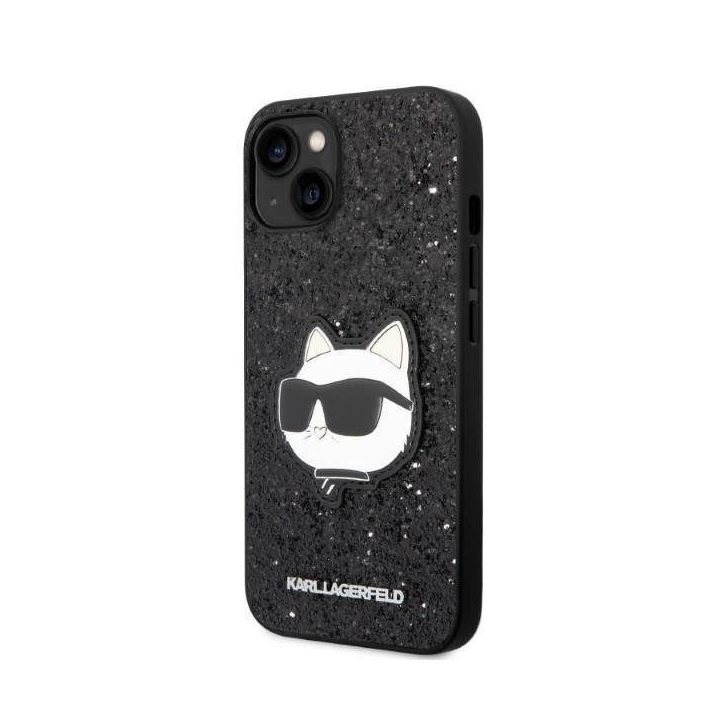 Karl Lagerfeld KLHCP14MG2CPK iPhone 14 Plus 6,7 juodos/juodos spalvos deklas Glitter Choupette Patch