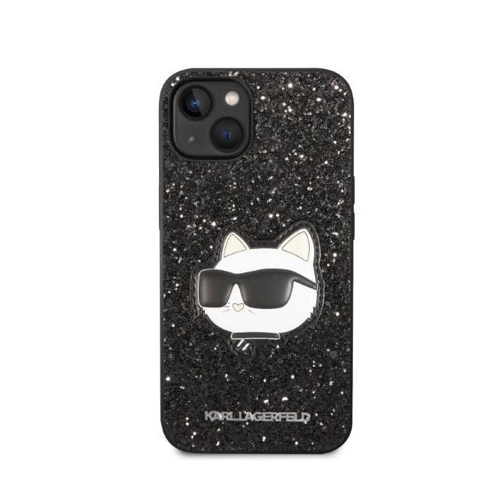 Karl Lagerfeld KLHCP14MG2CPK iPhone 14 Plus 6,7 juodos/juodos spalvos deklas Glitter Choupette Patch