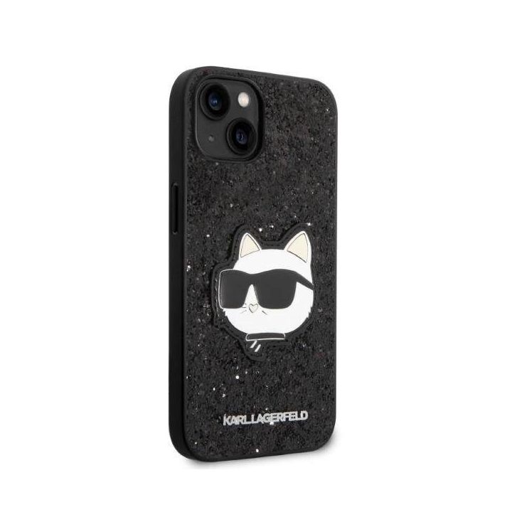 Karl Lagerfeld KLHCP14MG2CPK iPhone 14 Plus 6,7 juodos/juodos spalvos deklas Glitter Choupette Patch