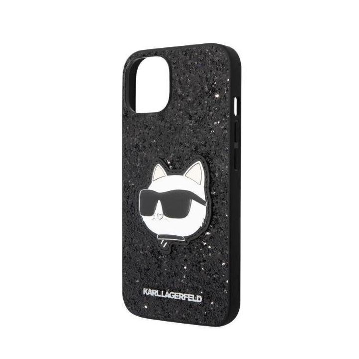 Karl Lagerfeld KLHCP14MG2CPK iPhone 14 Plus 6,7 juodos/juodos spalvos deklas Glitter Choupette Patch