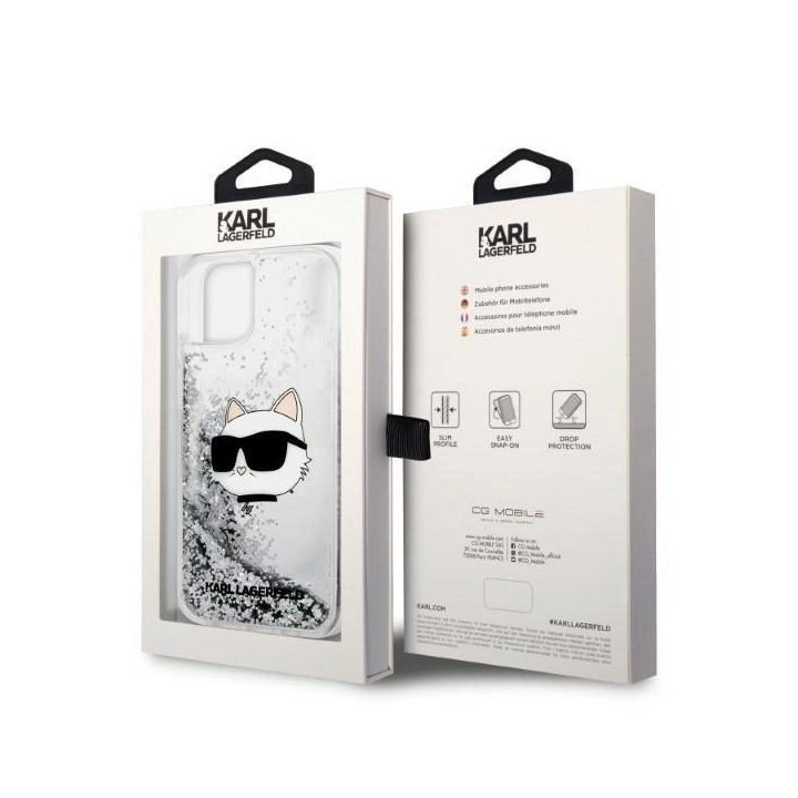 Karl Lagerfeld KLHCP14MLNHCCS iPhone 14 Plus 6,7 sidabrinis/sidabrinis deklas Glitter Choupette Head