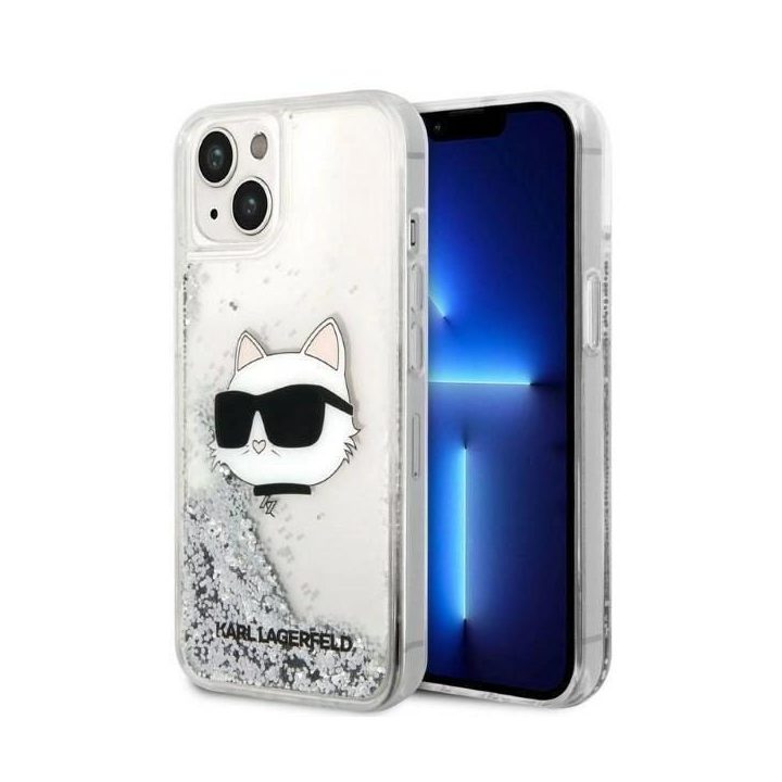 Karl Lagerfeld KLHCP14MLNHCCS iPhone 14 Plus 6,7 sidabrinis/sidabrinis deklas Glitter Choupette Head