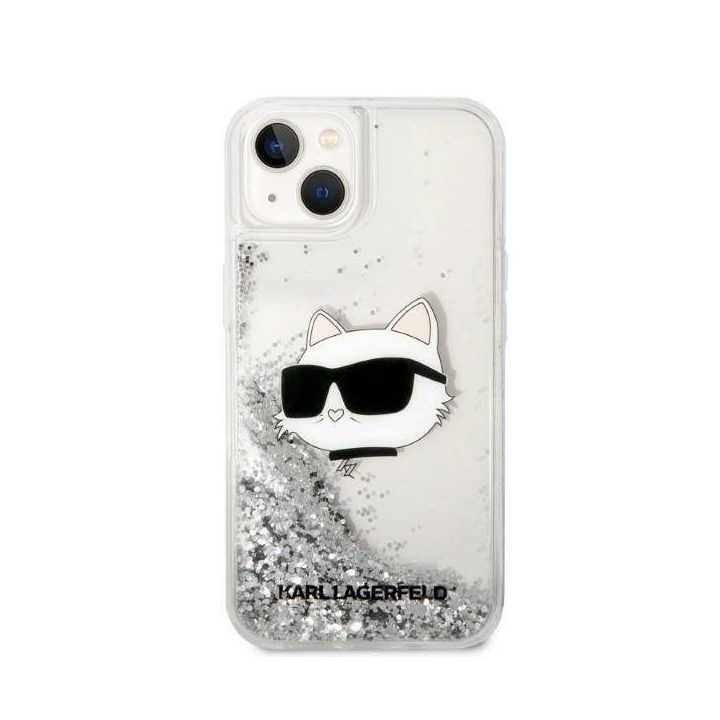 Karl Lagerfeld KLHCP14MLNHCCS iPhone 14 Plus 6,7 sidabrinis/sidabrinis deklas Glitter Choupette Head