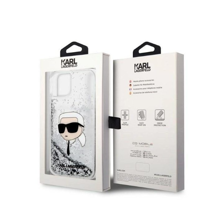 Karl Lagerfeld KLHCP14MLNKHCH iPhone 14 Plus 6,7 sidabrinis/sidabrinis deklas Glitter Karl Head