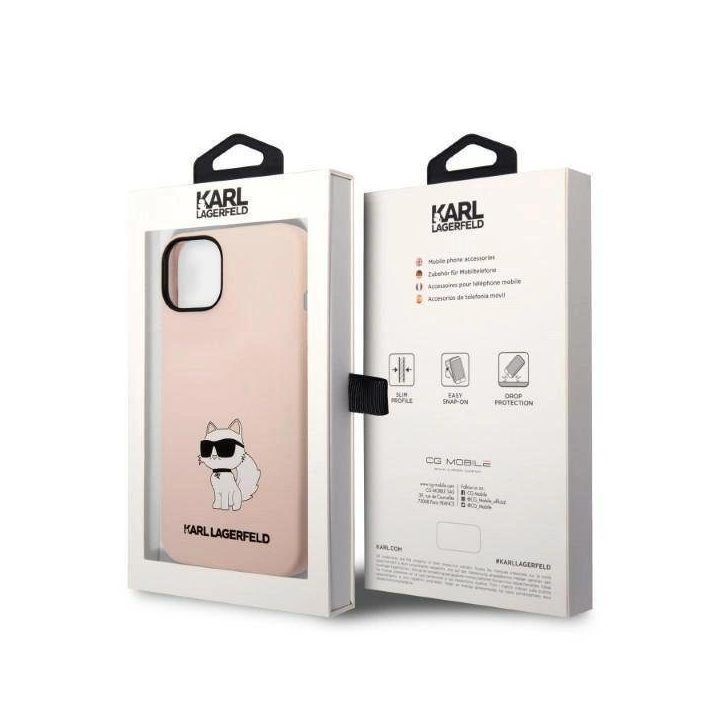 Karl Lagerfeld KLHCP14MSNCHBCP iPhone 14 Plus 6,7 deklas rožinės/rožinės spalvos silikoninis dėklas Choupette