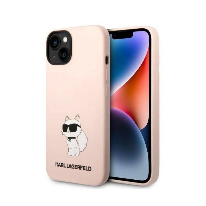 Karl Lagerfeld KLHCP14MSNCHBCP iPhone 14 Plus 6,7 deklas rožinės/rožinės spalvos silikoninis dėklas Choupette
