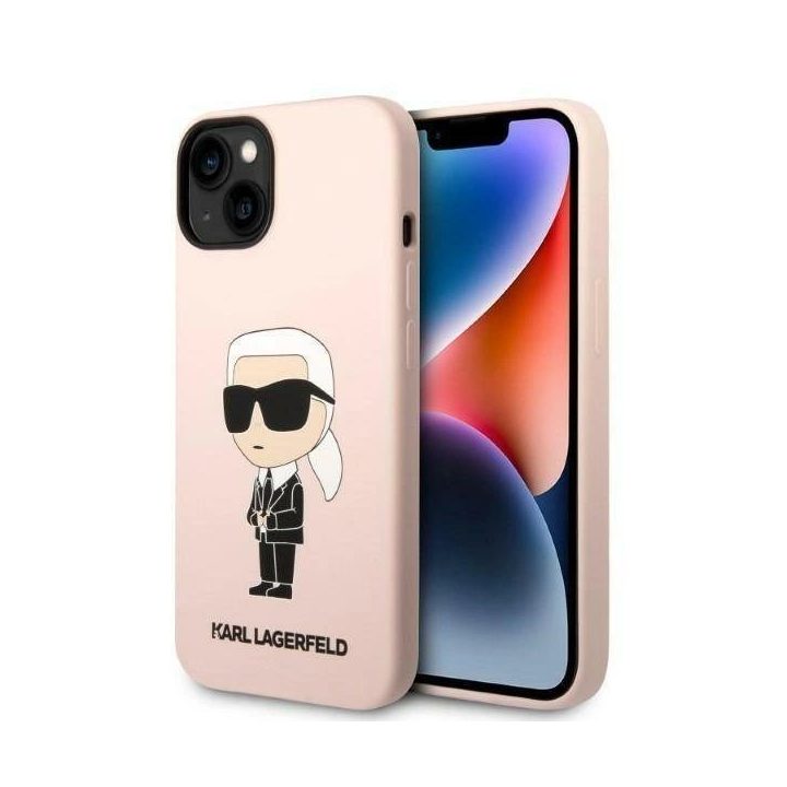 Karl Lagerfeld KLHCP14MSNIKBCP iPhone 14 Plus 6,7 deklas rožinis/rožinis silikoninis Ikonik