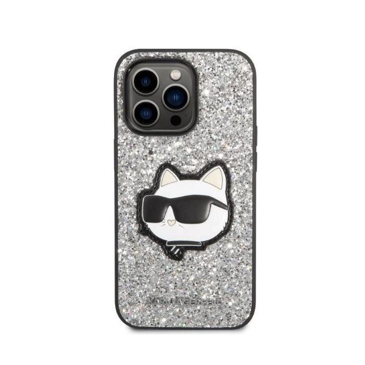 Karl Lagerfeld KLHCP14XG2CPS iPhone 14 Pro Max 6,7 sidabrinis/sidabrinis deklas Glitter Choupette Patch