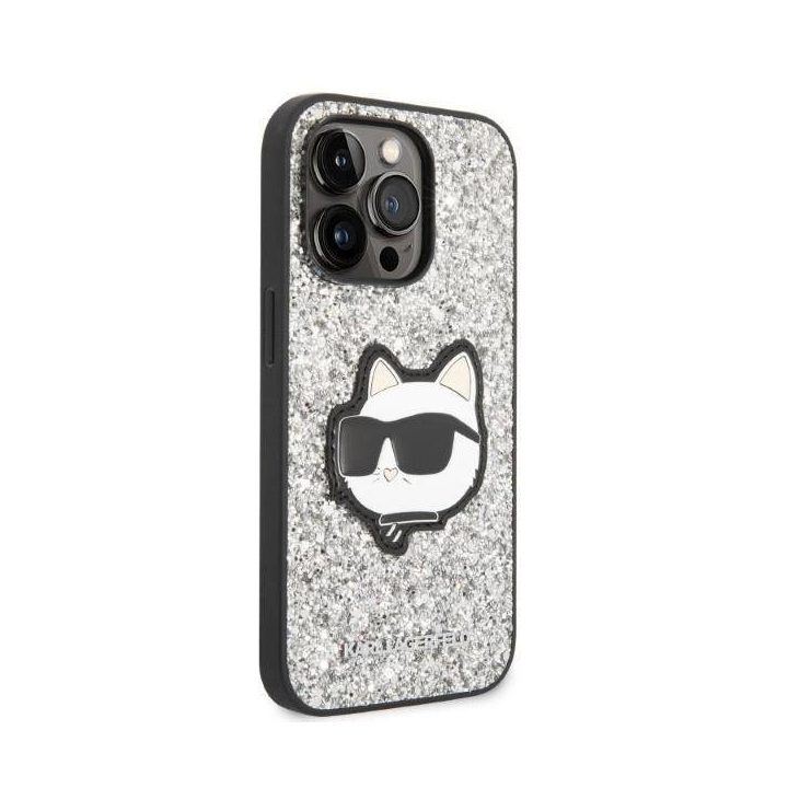 Karl Lagerfeld KLHCP14XG2CPS iPhone 14 Pro Max 6,7 sidabrinis/sidabrinis deklas Glitter Choupette Patch