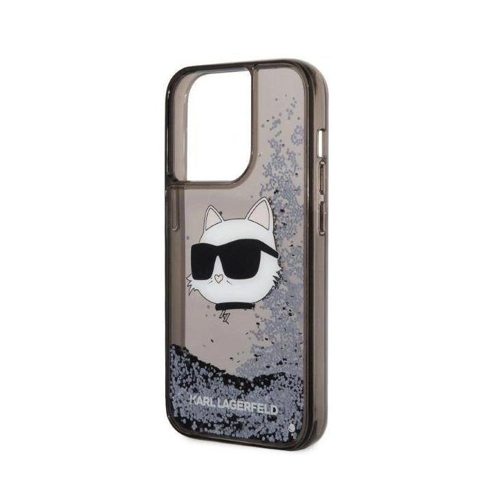 Karl Lagerfeld KLHCP14XLNCHCK iPhone 14 Pro Max 6,7 juodos/juodos spalvos deklas Glitter Choupette Head