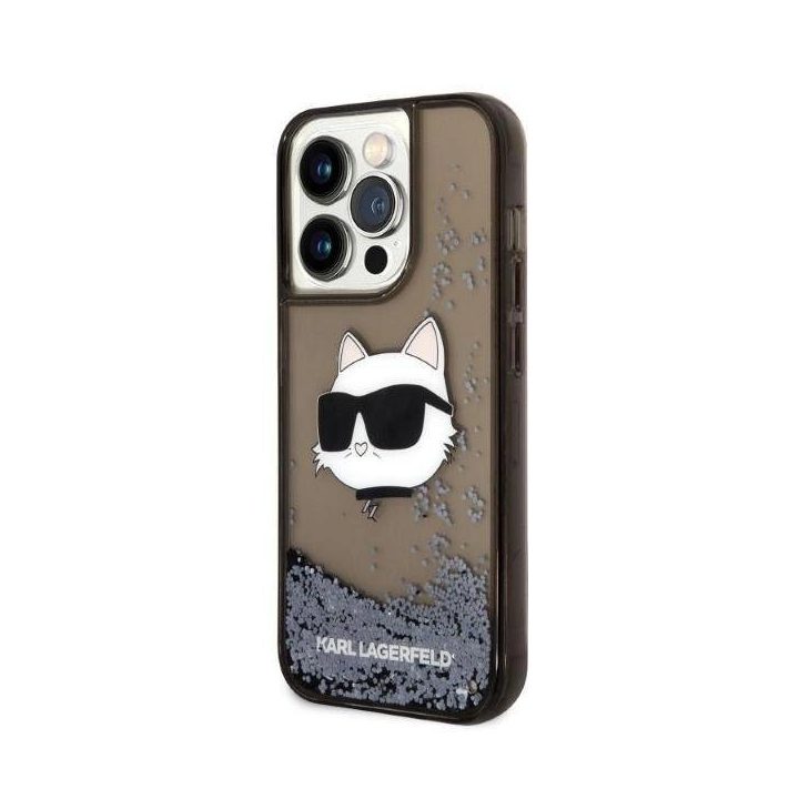 Karl Lagerfeld KLHCP14XLNCHCK iPhone 14 Pro Max 6,7 juodos/juodos spalvos deklas Glitter Choupette Head