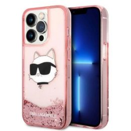 Karl Lagerfeld KLHCP14XLNCHCP iPhone 14 Pro Max 6,7 rožinės/rožinės spalvos deklas Glitter Choupette Head