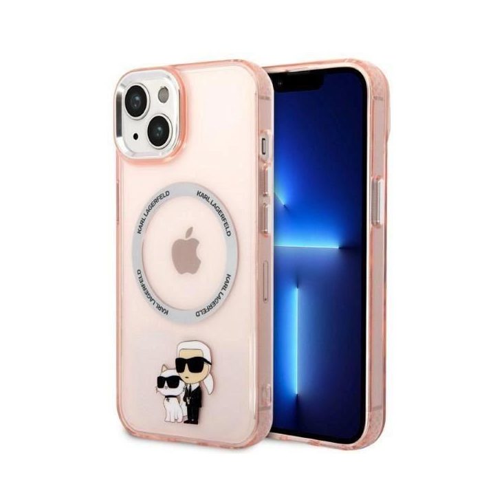 Karl Lagerfeld KLHMP14MHNKCIP iPhone 14 Plus 6,7 deklas rožinis/rožinis Iconic Karl&Choupette Magsafe