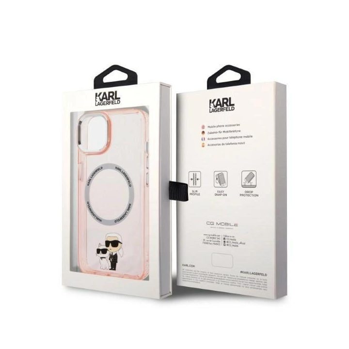 Karl Lagerfeld KLHMP14MHNKCIP iPhone 14 Plus 6,7 deklas rožinis/rožinis Iconic Karl&Choupette Magsafe