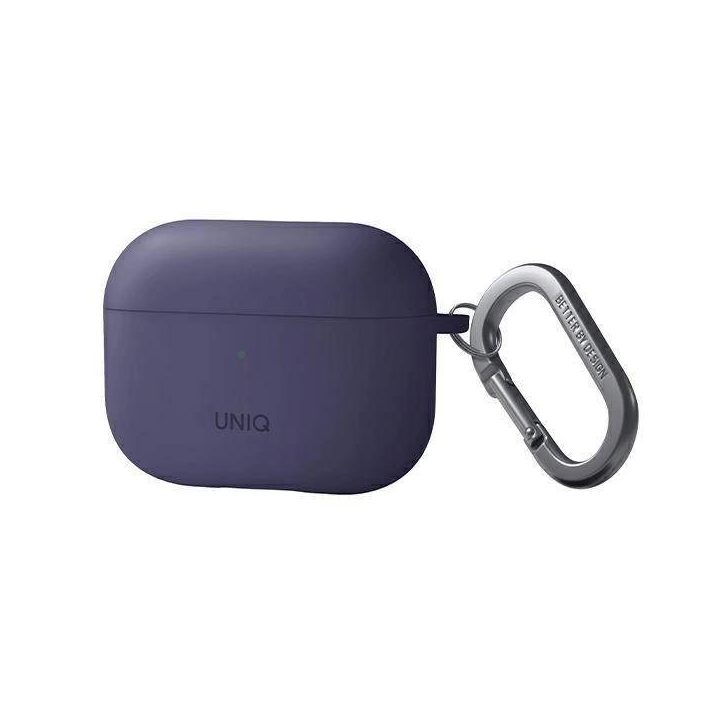 Uniq dėklas Nexo AirPods Pro 2 gen + ausų kabliukai Silikonas violetinė/juoda violetinė