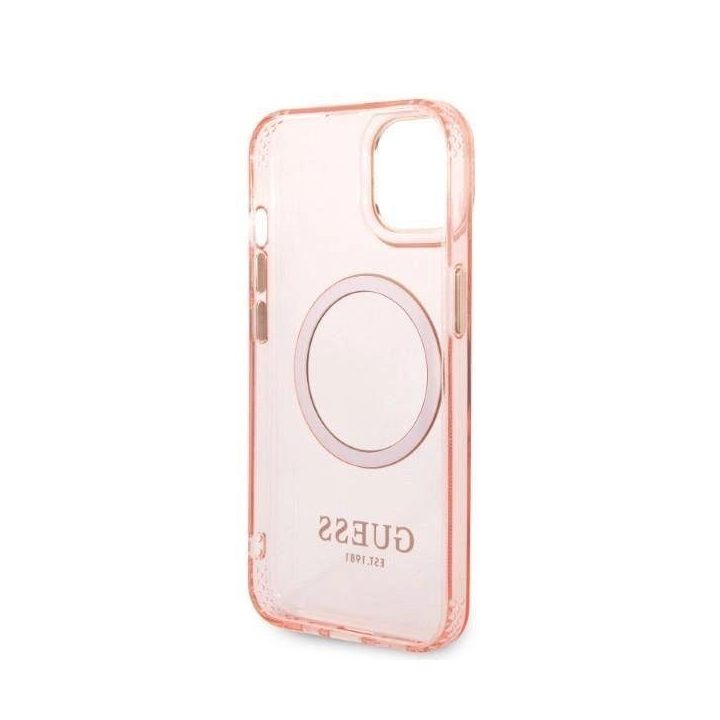 Guess GUHMP14SHTCMP iPhone 14 6,1 rausvas/rožinis deklas Gold Outline Translucent MagSafe