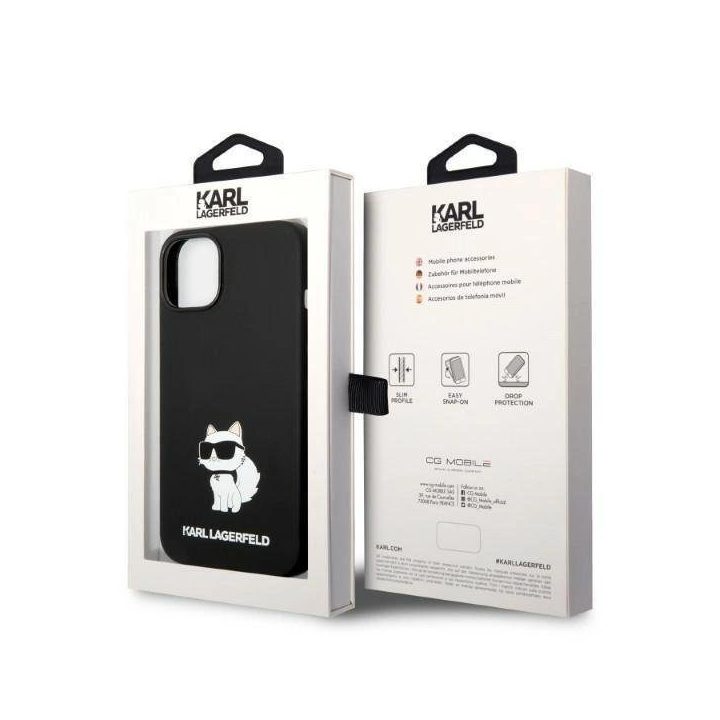 Karl Lagerfeld KLHMP14MSNCHBCK iPhone 14 Plus 6,7 deklas juoda/juoda Silikono Choupette MagSafe