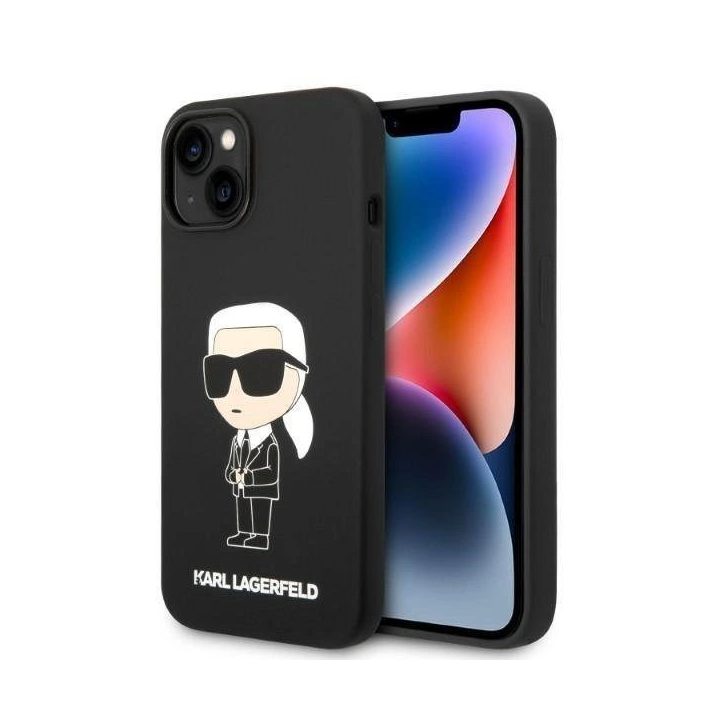 Karl Lagerfeld KLHMP14MSNIKBCK iPhone 14 Plus 6,7 deklas juoda/juoda Silikonas Ikonik Magsafe