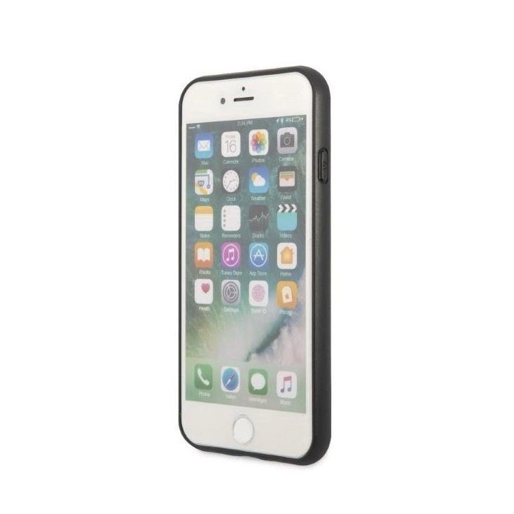 Guess GUHCI8PSATPK iPhone 7/8 SE 2020 / SE 2022 deklas juodas/juodas deklas Saffiano Triangle Logo Cardslot