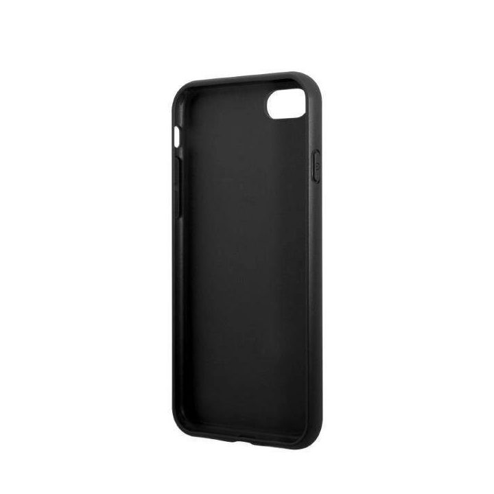 Guess GUHCI8PSATPK iPhone 7/8 SE 2020 / SE 2022 deklas juodas/juodas deklas Saffiano Triangle Logo Cardslot
