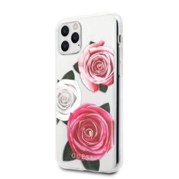 Guess GUHCN58ROSTRT iPhone 11 Pro permatomas deklas Flower Desire Pink & White Rose