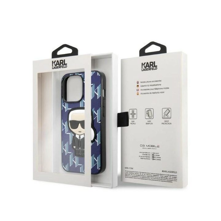 Karl Lagerfeld KLHCP13LPMNIKBL iPhone 13 Pro / 13 6,1 deklas mėlynas/mėlynas Monogram Ikonik Patch