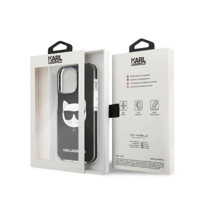 Karl Lagerfeld KLHCP13LTPECK iPhone 13 Pro / 13 6,1 deklas juodas/juodas Choupette Head